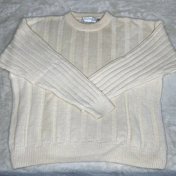 Vintage Insite Crew Neck Long Sleeve Knit Ribbed Sweater - Picture 3 of 10